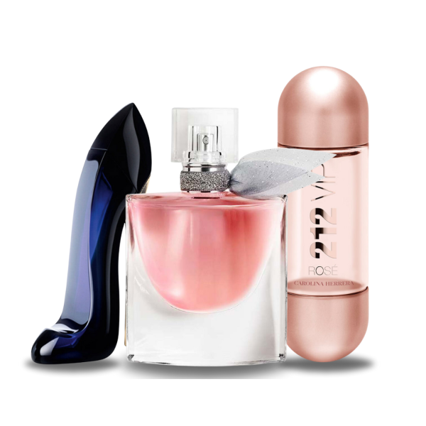 Exclusivo set de 3 perfumes - Good Girl de Carolina Herrera, La Vie Est Belle de Lancôme & 212 VIP Rosé de Carolina Herrera [100 ml].